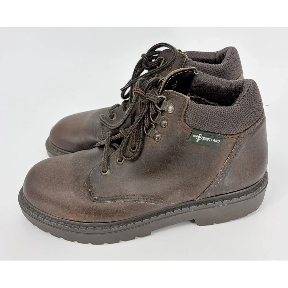 Vintage Eastland Leather Lace-up Brown Boots Size 7 D Made in Maine USA